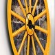 preview thumbnail 3 of 8, Designart 'Yellow wooden Wagon Wheel Country' Oversized Farmhouse Wall CLock