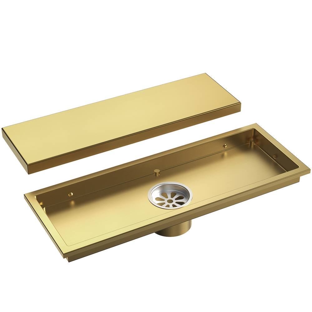 12-inch Linear Shower Drain With Solid Cover in Stainless Steel