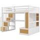 preview thumbnail 6 of 23, Stairway Wood Loft Bed with Bulit-in Desk & Storage Shelevs, Full Size Loft Bed Frame w/ Storage Staircase & 2 Bulit-in Drawers