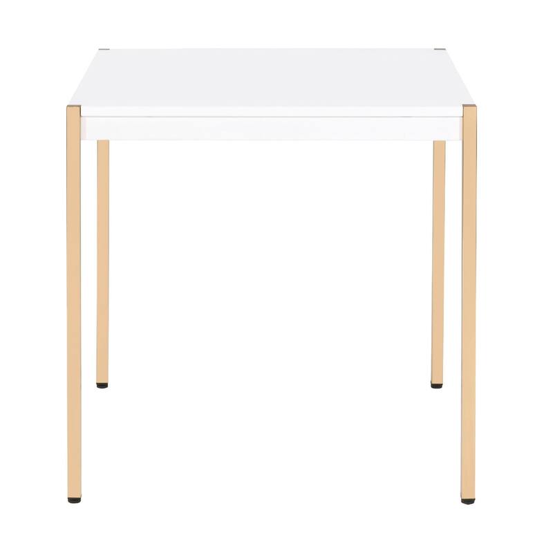 Square Top End Table with Metal Legs - Gold,White