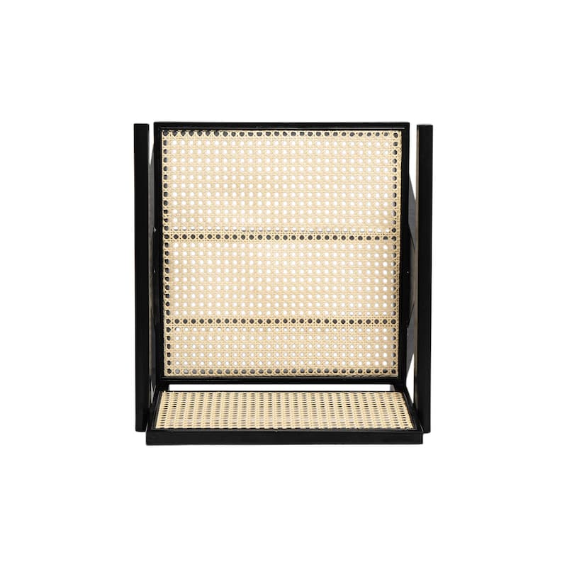 2-Piece Dining Room Arm Chairs Set with Square Rattan Backrest