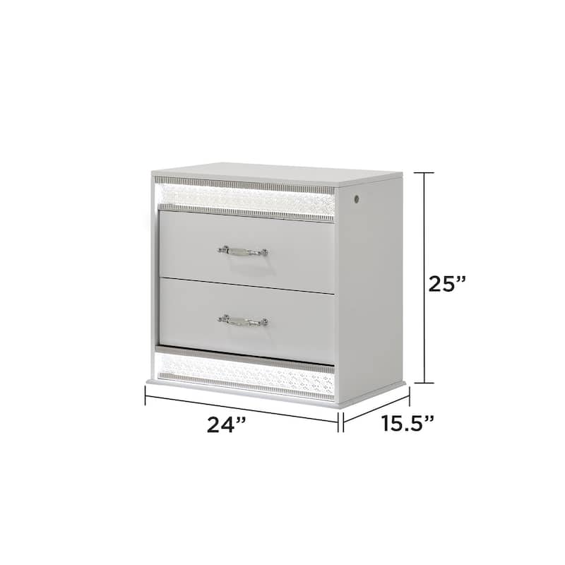 Glam Modern Style 2-Drawer Night stand Made with Wood