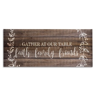 Stupell Faith Family Friends Quote Wood Pattern Rustic Phrase Canvas Wall Art