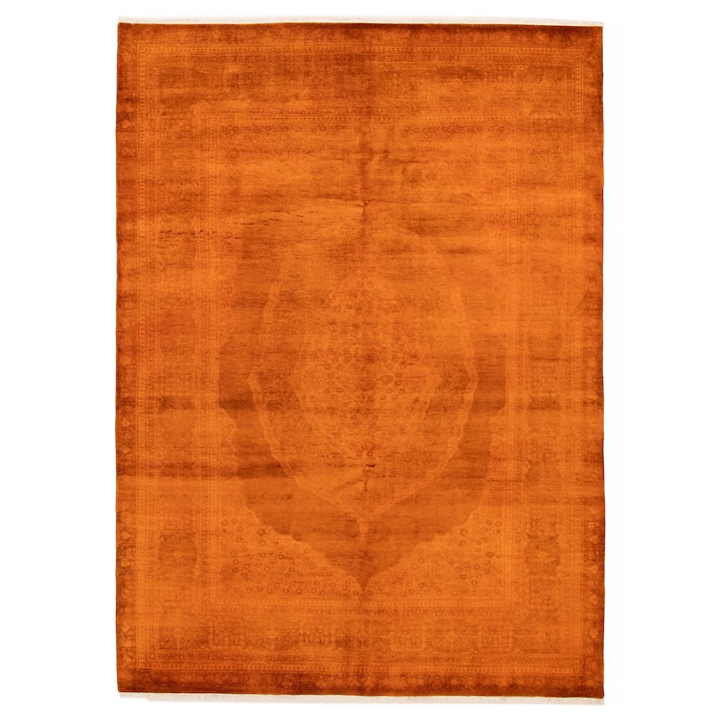 ECARPETGALLERY Hand-knotted Vibrance Orange Wool Rug - 6'1 x 8'9 - Orange - 6'1 x 8'9