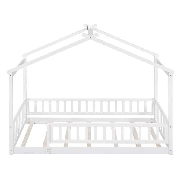 slide 2 of 37, Twin Playhouse Bed with Fence - Fun & Functional for Kids' Rooms
