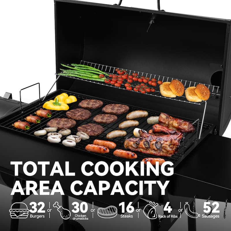 Royal Gourmet CC1830S Charcoal Grill with Offset Smoker,Black