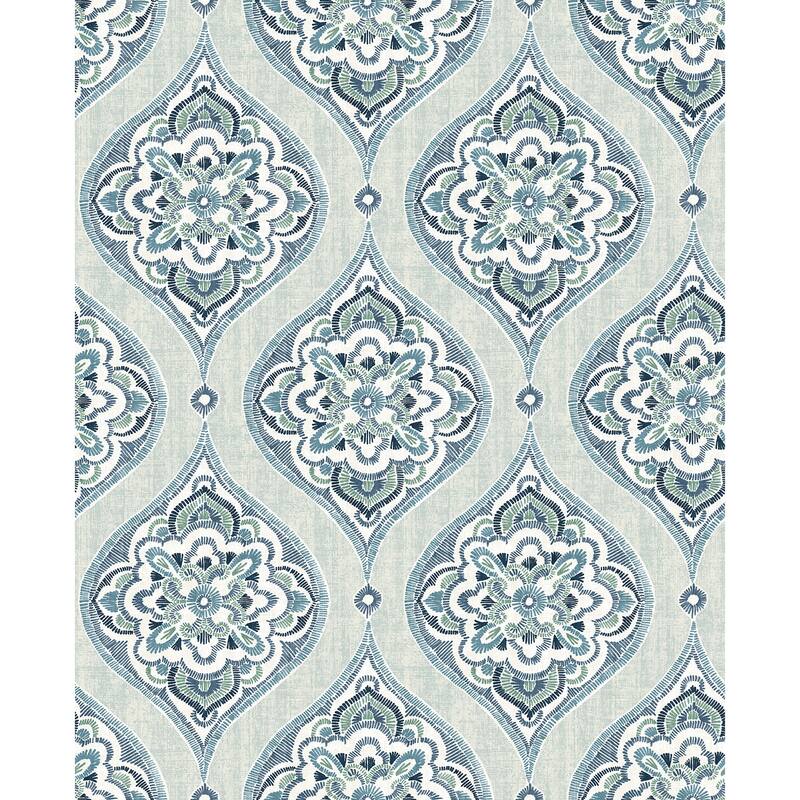 A-Street Prints Adele Aqua Damask Wallpaper