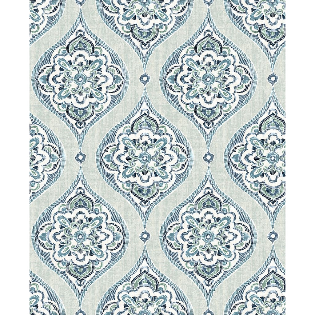 A-Street Prints Adele Aqua Damask Wallpaper