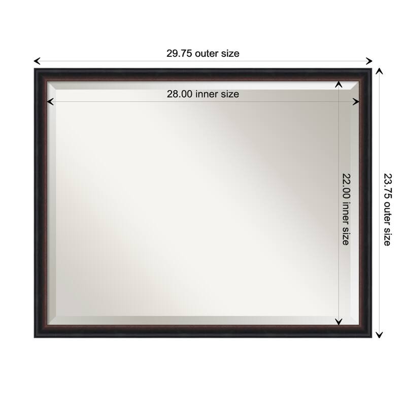 Salon Scoop Beveled Wood Framed Bathroom Vanity Wall Mirror - Salon Scoop Red Black - Glass Size 28x22