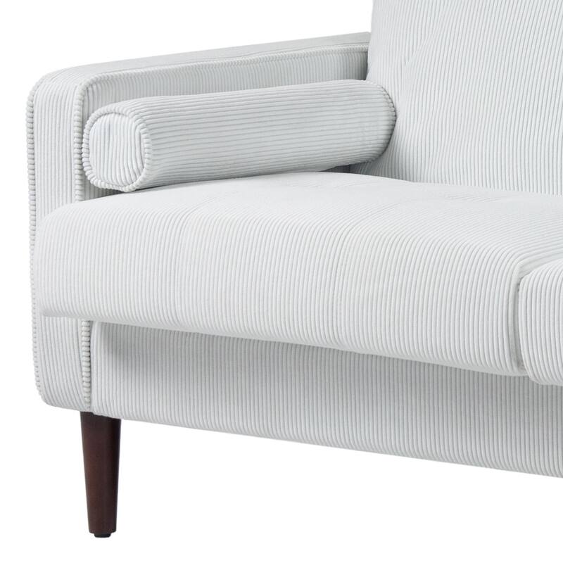 62" Wide Corduroy Button Tufted Sofa Couch with Armrest Pillow