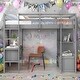 preview thumbnail 2 of 16, Full Size Multifunctional Loft Bed with Two Drawers, and Storage Shelves and Drawers-Gray