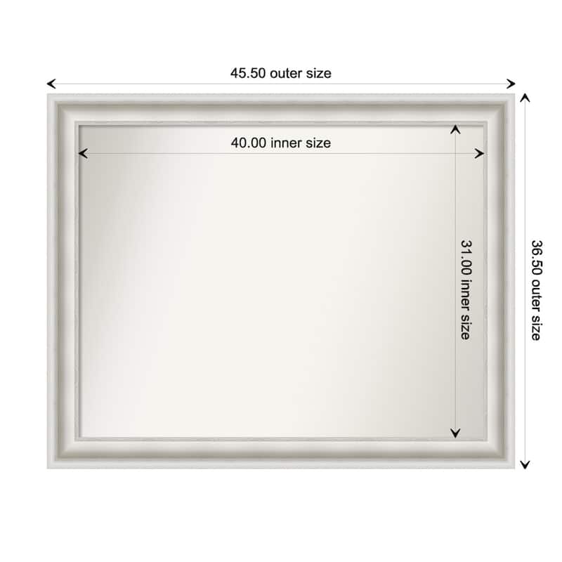 Parlor White Framed Non-Beveled Custom Wall Mirror, Bathroom Vanity Mirror - Outer Size: 45.5 x 36.5