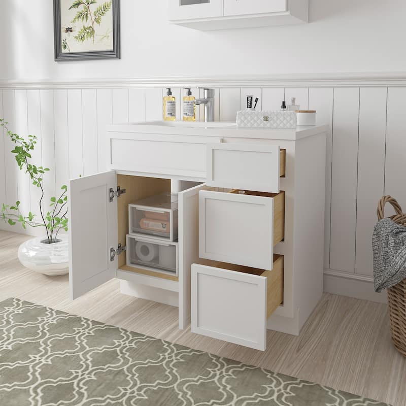 Vanity Art 36" Oak Freestanding Bathroom Vanity Cabinet without Top