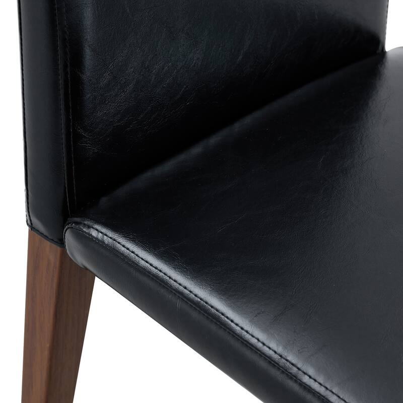 Simple 4 Piece PU Leather Dining Chair with Backrest, Metal Legs, Non Slip Feet for Restaurant Kitchen Bedroom Living Room