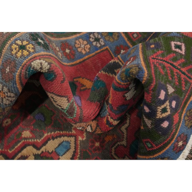 Hand Knotted Oriental 100% Wool Carpet Traditional Floral Pink Heriz Area Rug - 12' 1'' X 4' 8''