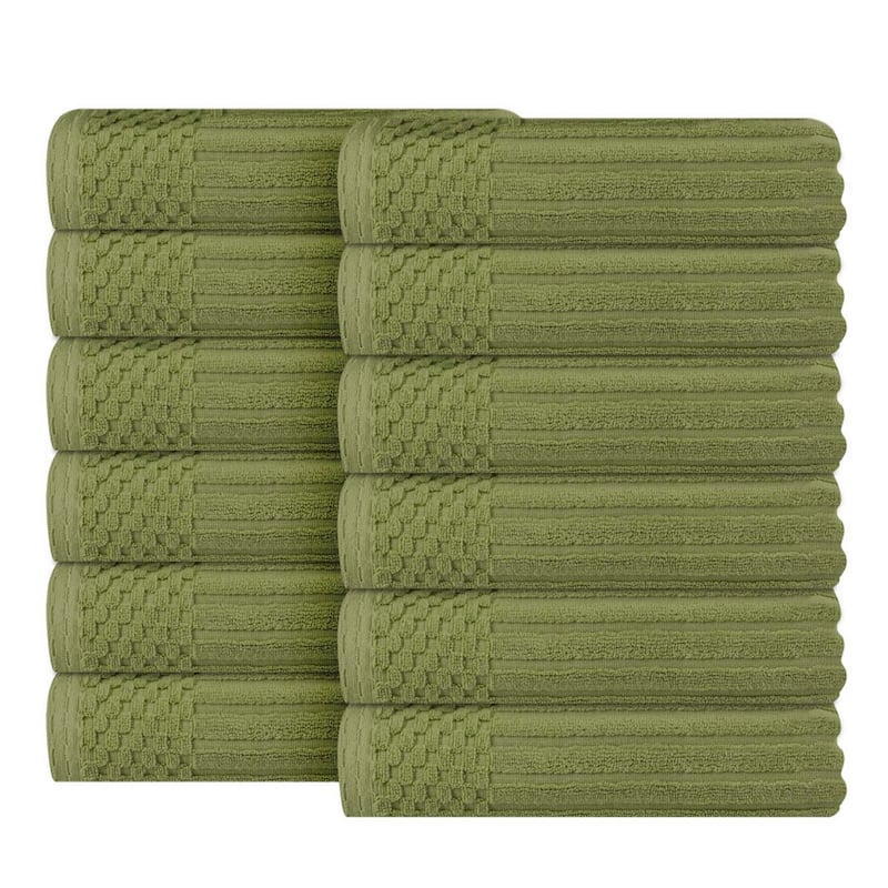 Superior Soho Ribbed Cotton Face Towel/Washcloth Set of 12
