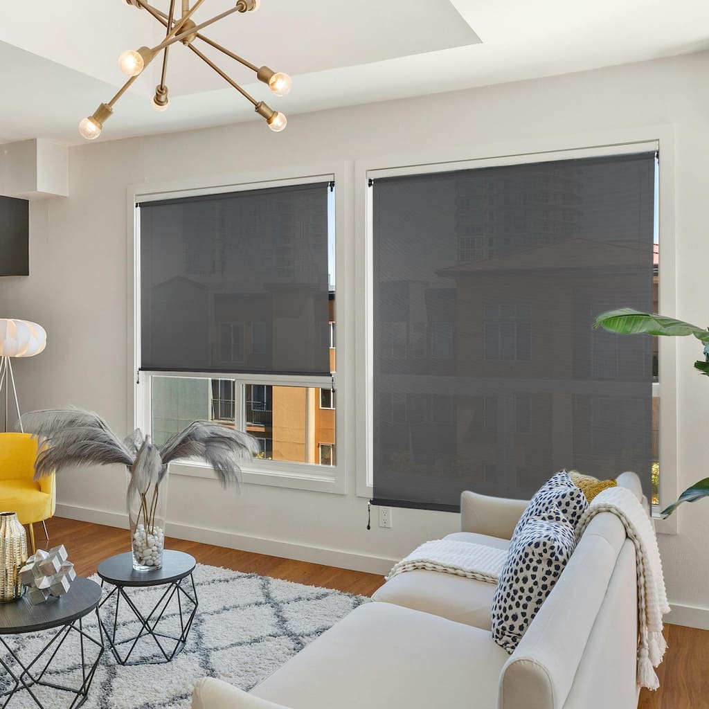 Aoodor 5% Openness Cordless Solar Fabric Roller Shade, 95% UV Protection Blinds