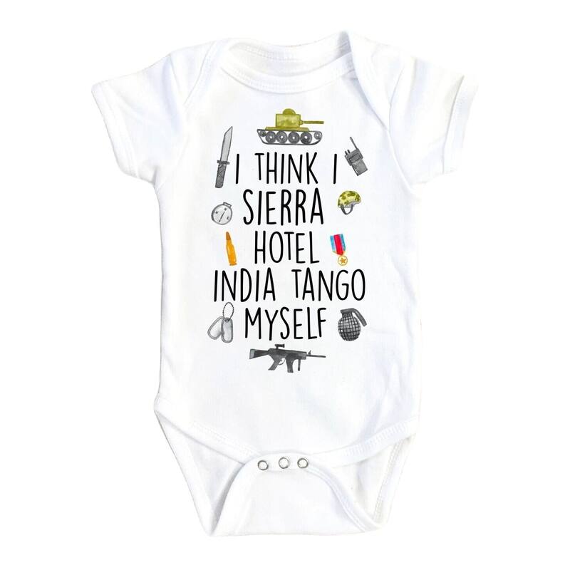 Military Poop - Baby Boy Girl Clothes Infant Bodysuit Funny Cute Newborn - Natural - 0-3M