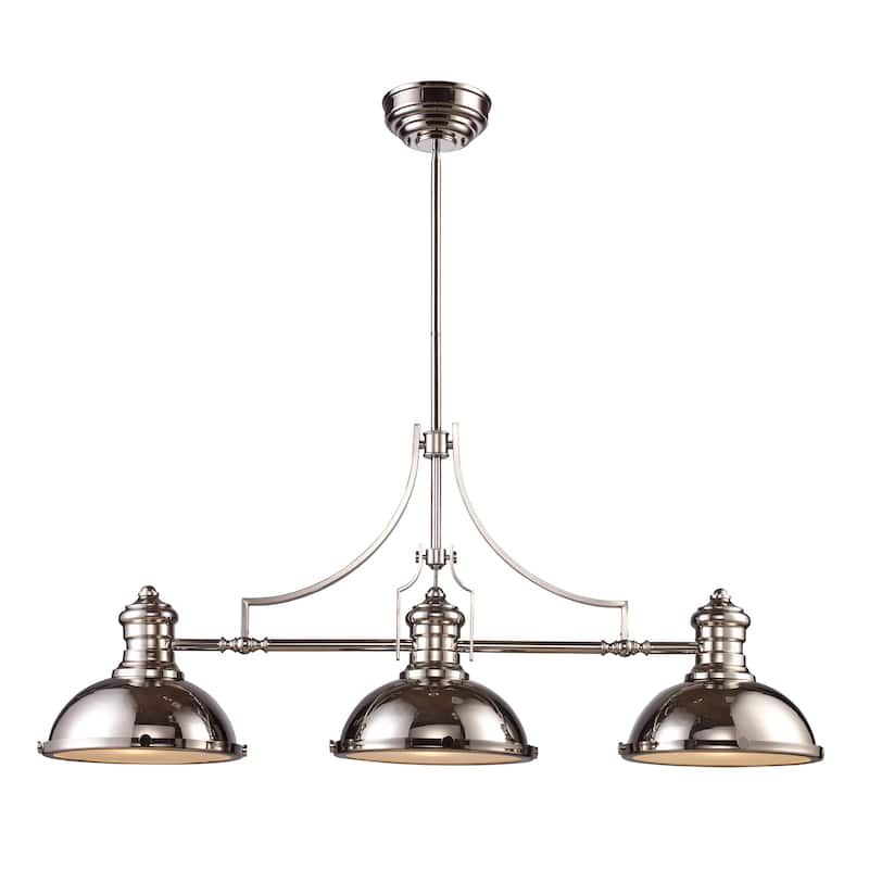 Chadwick 47-inch Wide 3-Light Linear Chandelier in Antique Copper - Polished Nickel