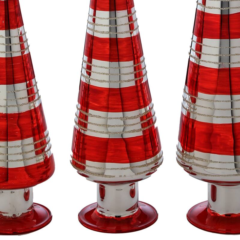 12-18" Glass Stripe Tree Set of 3