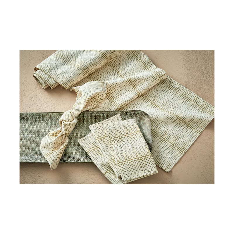 Wabi Sabi Dot Blockprint Napkin Set of 4 Cotton Kitchen Textiles Machine Washable Beige Spring 20x20 Inches - 20 x 20
