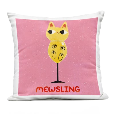 Stupell Mewsling Cat Wine Printed Outdoor Throw Pillow Design by Carrie Cantwell