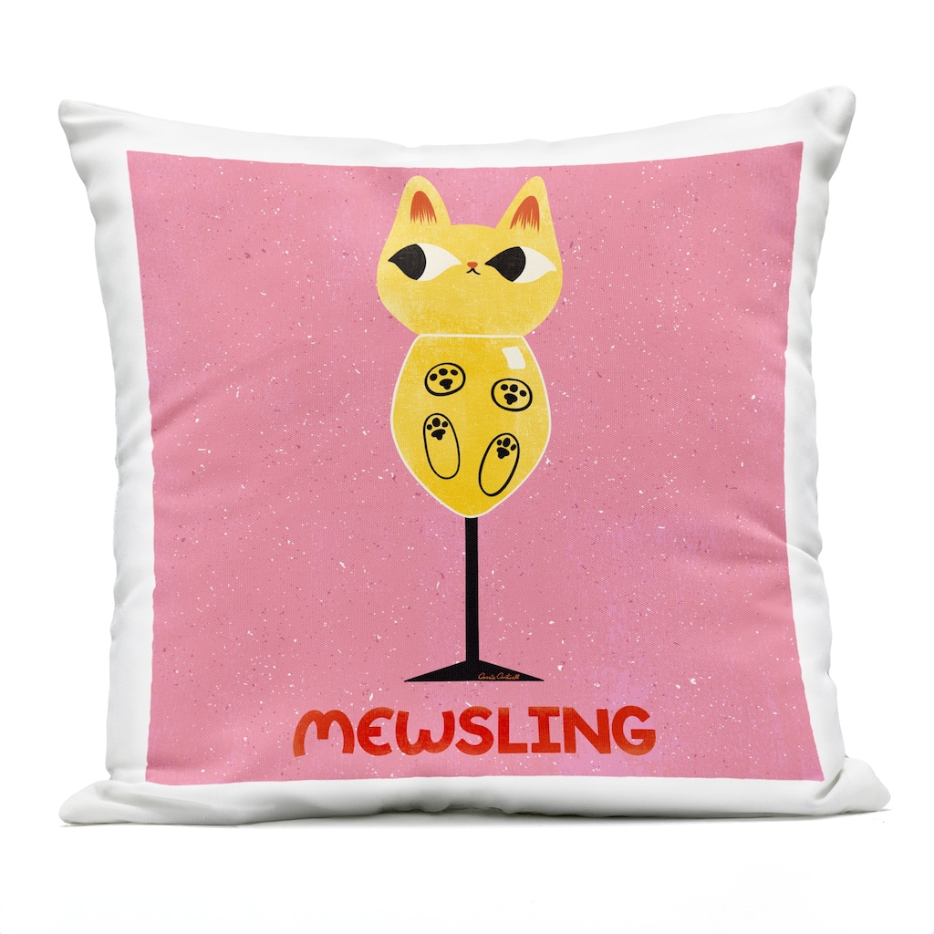 Stupell Mewsling Cat Wine Printed Outdoor Throw Pillow Design by Carrie Cantwell