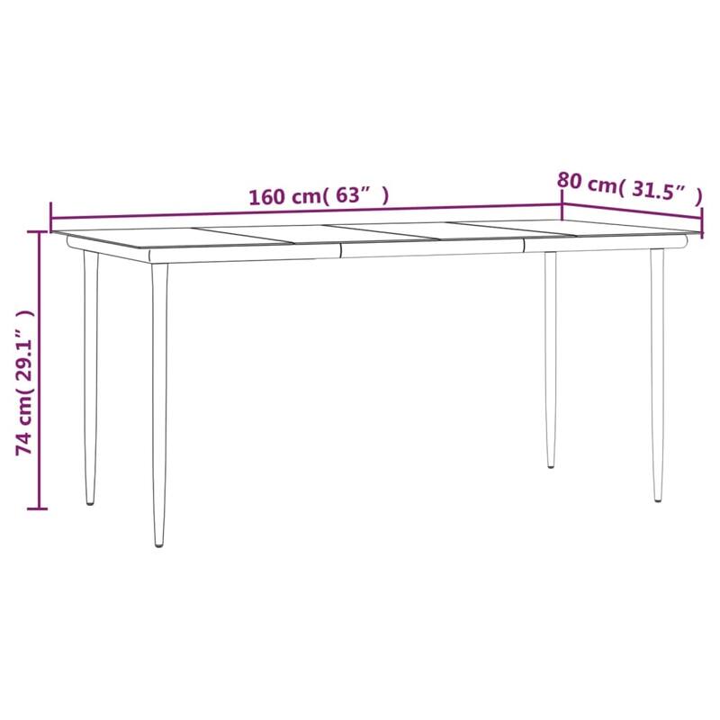 vidaXL Patio Dining Set Table and Chair with Cushions Poly Rattan and Steel