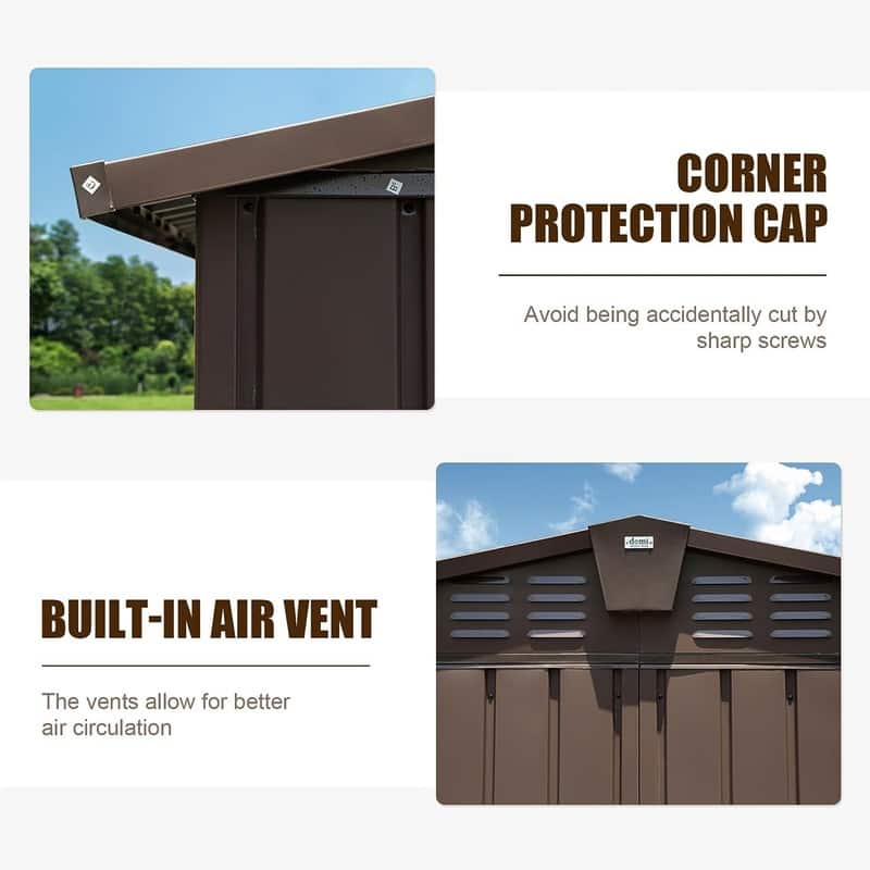 Outdoor Storage Shed 10'x8', Metal Tool Sheds Storage House with Lockable Double Door,Large Bike Shed Waterproof for Garden