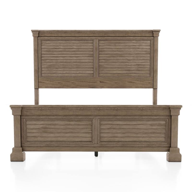 Furniture of America Wacine 5-Piece Weathered Grey Solid Wood Panel Bedroom Set