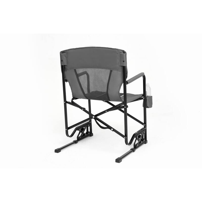 Outdoor Freestyle Rocker Camping Chair Portable Folding Rocking Chair with Armrests, Drink Holder & Comfortable Backrest