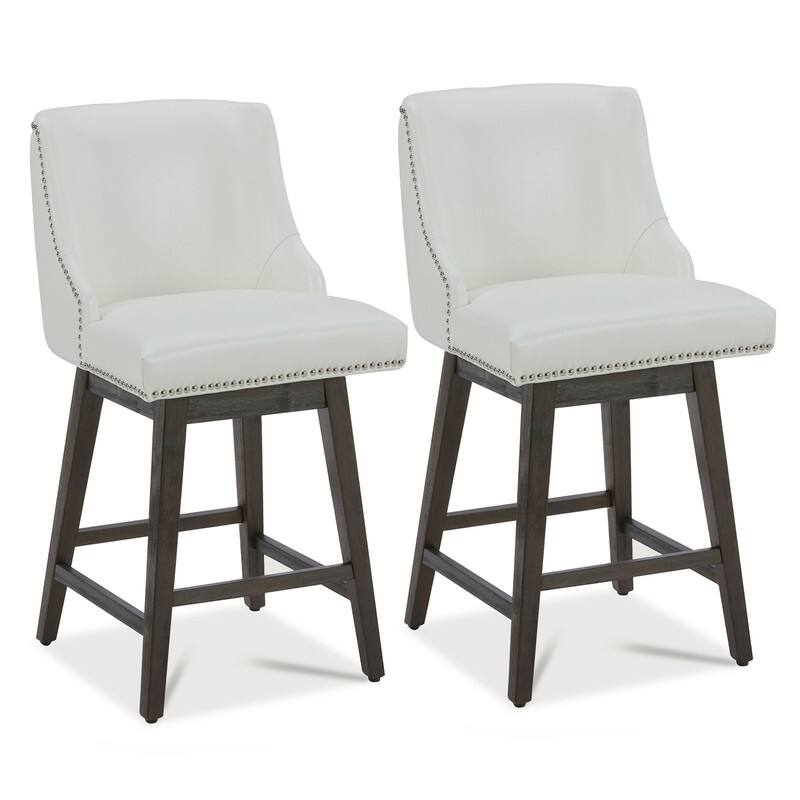 Spruce & Spring Oliver Counter Height Swivel Barstool Set - Set of 2 - White - Counter Height