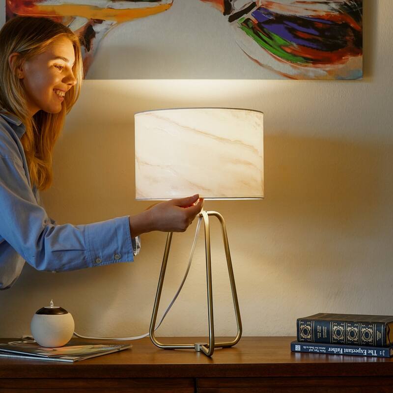 Small Modern Stylish Desk Lamp, Easy To Install, Marble Lampshade Table Lamp - Bronze 110V Metal Online Shift Switch