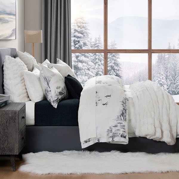 slide 2 of 14, HiEnd Accents Ski Life Printed Lyocell Watercolor Landscape 3 Piece Comforter Set King