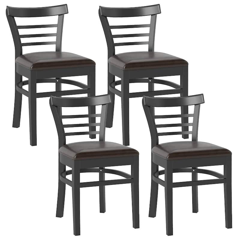 Gymax Modern Dining Chair Set of 4 Upholstered Kitchen Chair w/Rubber - Black