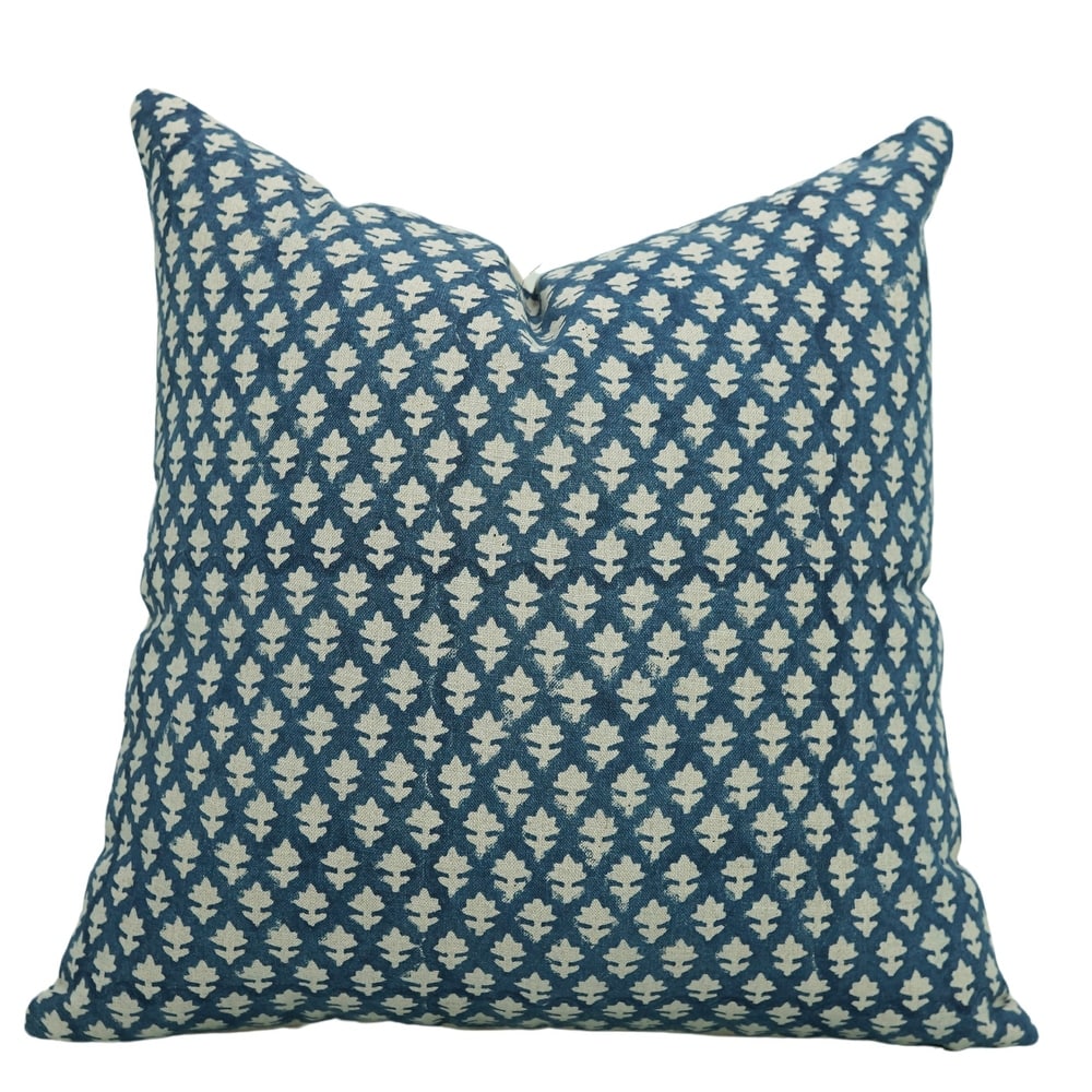 Linen Bohemian Block print pillow Cover Pink City