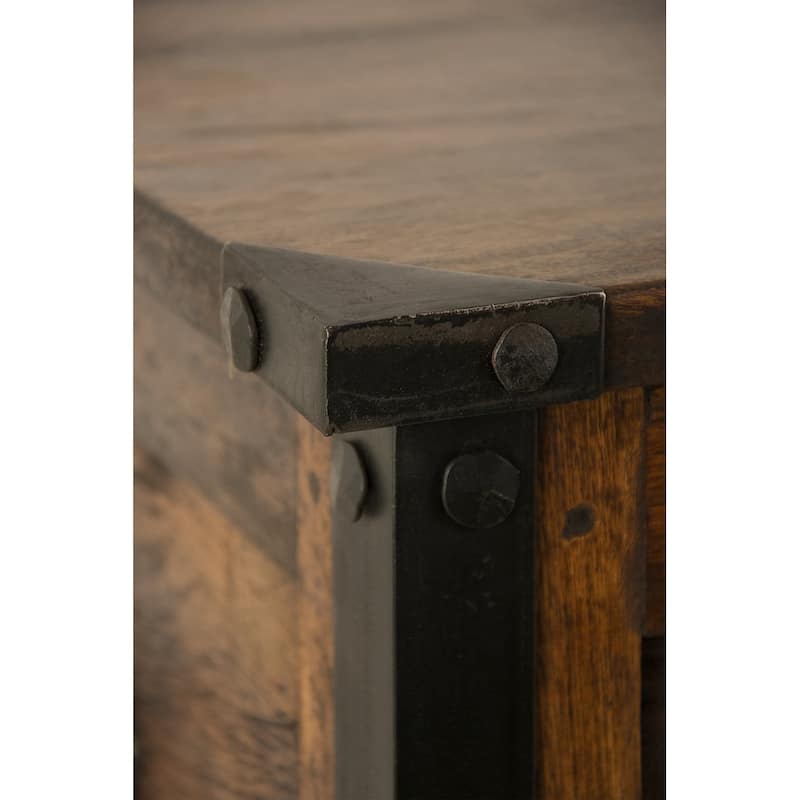 Handmade Solid Reclaimed Barn Wood & Wrought Iron Hardware Trunk or Coffee Table for Indoor 36" Width