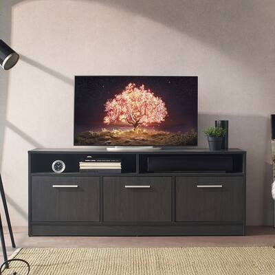 Modern High Quality Holland Contemporary TV Stand with Three Soft-closing Doors in Dark Suitable for Bedroom Living Room