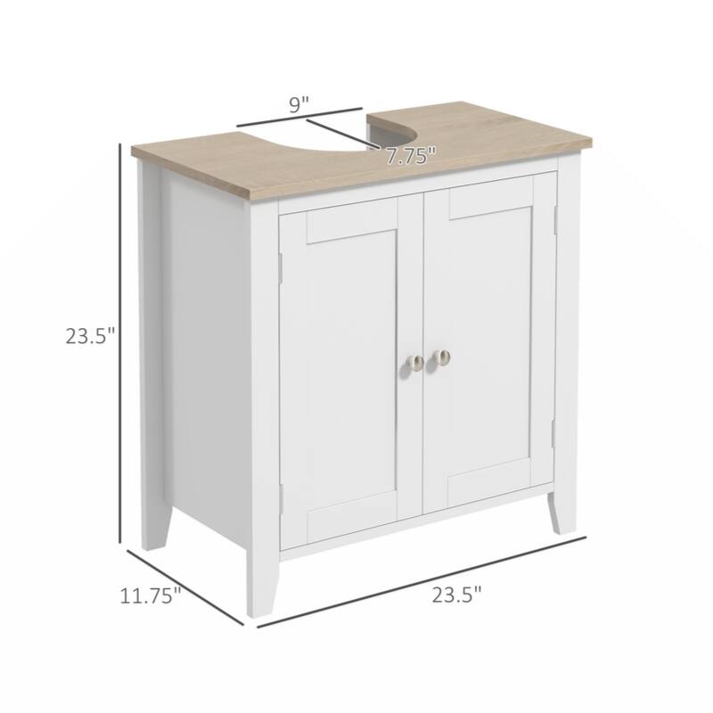 Pedestal Sink Storage Cabinet, Under Sink Cabinet, Bathroom Vanity Cabinet with U-Shape and Adjustable Internal Shelf, White