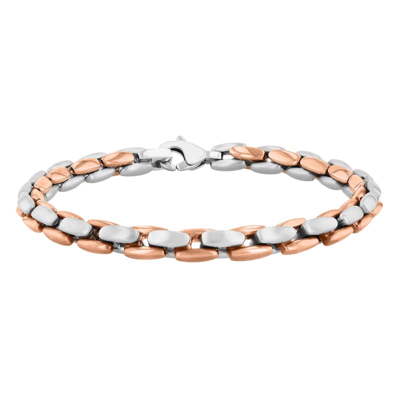 Steel Nation Stainless Steel H Link Bracelet - Rose - 8.5 Inch