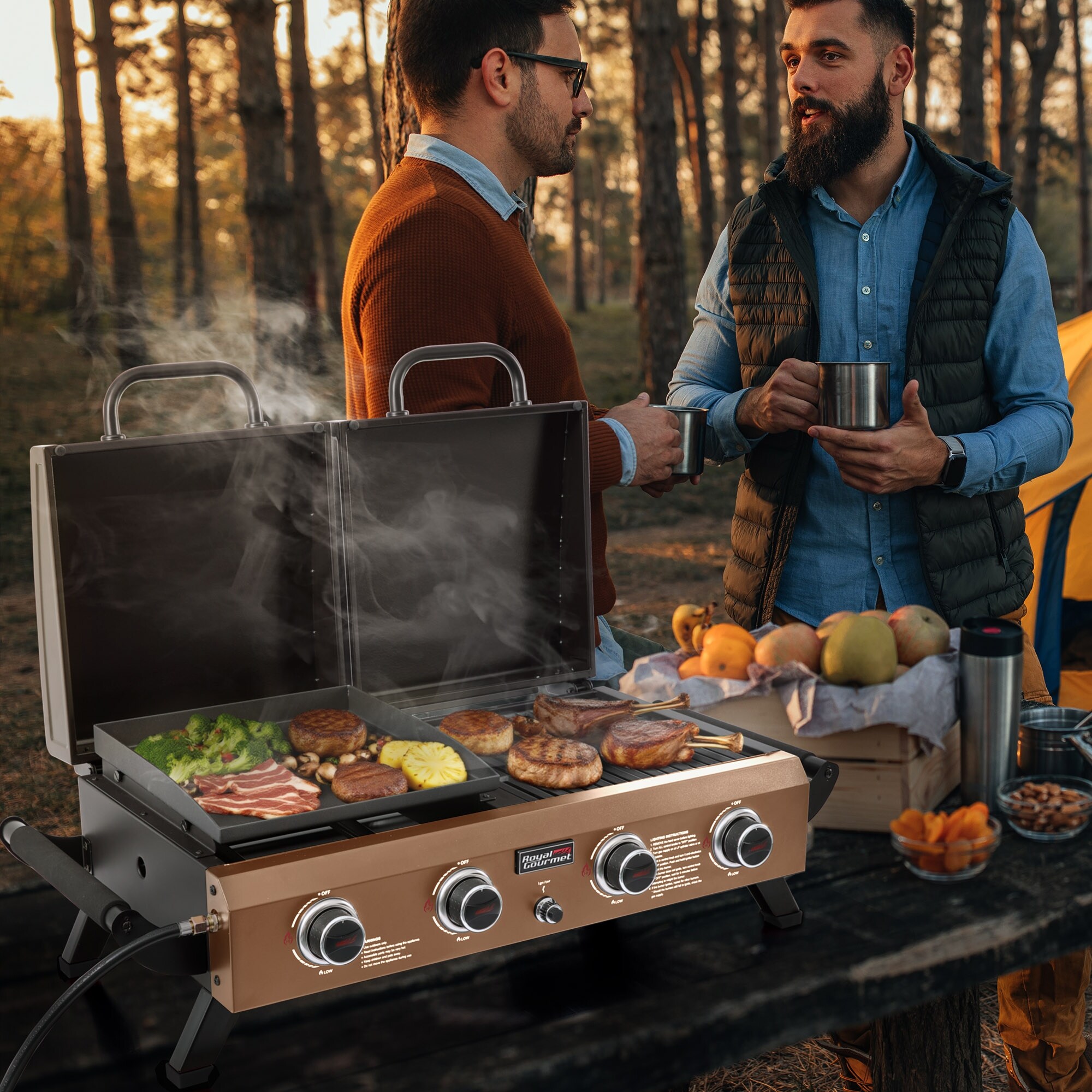Royal Gourmet GD4002TPY 4-Burner Portable Tabletop Grill & Griddle