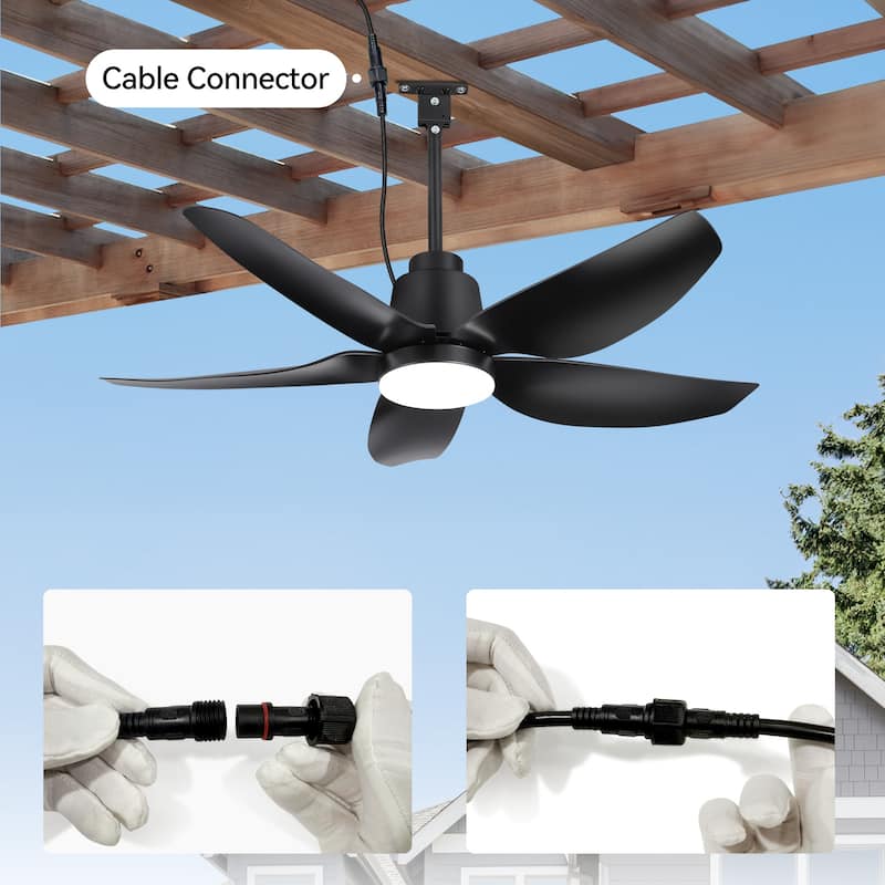 42"/52" Waterproof 5-Blade Outdoor Ceiling Fan with LED Light and Remote
