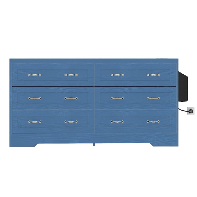 Moasis 6 Drawer Mid Century Modern 59" W Double Dresser