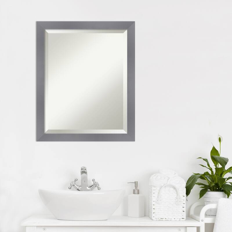 Edwin Beveled Wood Framed Bathroom Vanity Wall Mirror