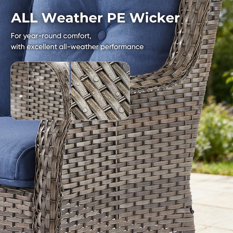 Pocassy Outdoor Patio Wciker Sofa Furniture Set of Chair Table.