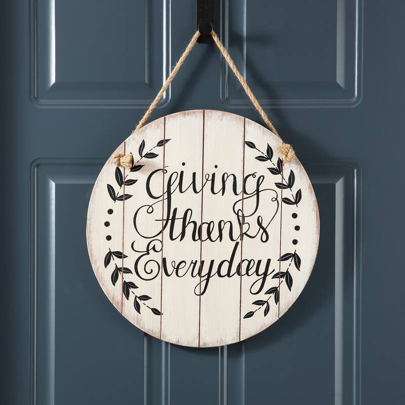 Glitzhome 15"D Wooden Thanksgiving Word Sign Wall Decor