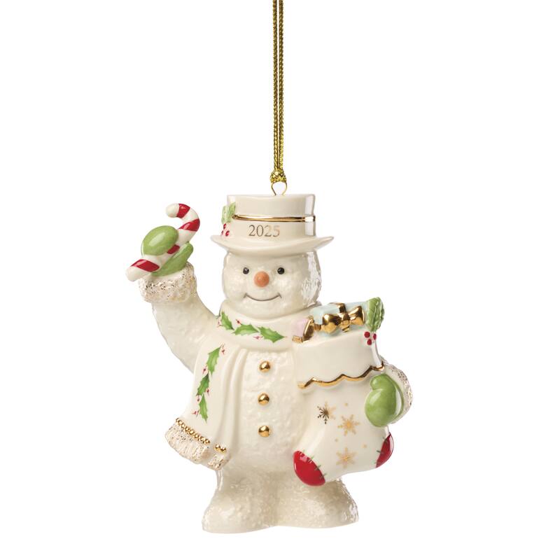 Lenox 2025 Snowman with Stocking Ornament