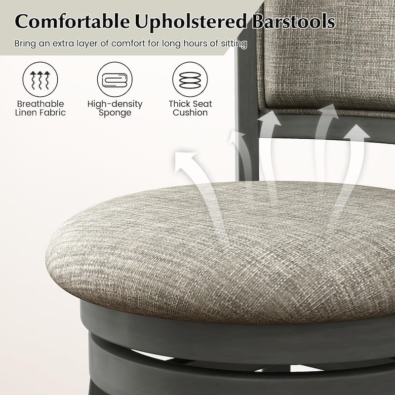 Gymax Swivel Bar Stools Set of 4 w/ Soft-padded Back & Seat Sturdy