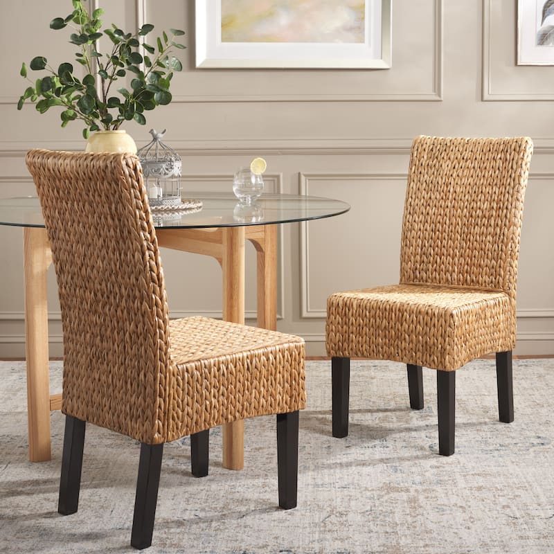 SAFAVIEH Clemensa Natural Dining Chair (Set of 2) - 18.1" x 22.8" x 39" - 18"W x 23"D x 39"H