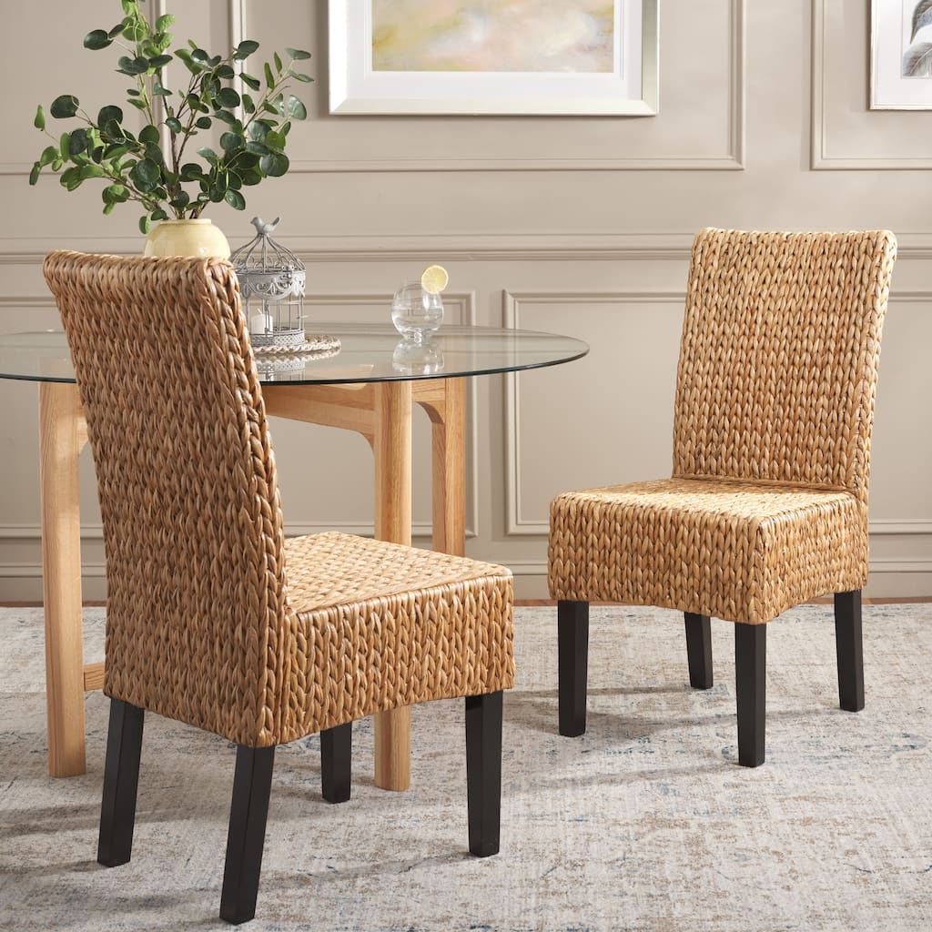 SAFAVIEH Clemensa Natural Dining Chair (Set of 2) - 18.1" x 22.8" x 39" - 18"W x 23"D x 39"H